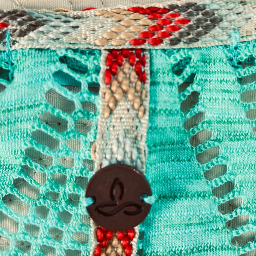 Prana Seabrooke‎ Tunic Swimwear Fringe Mesh Cover Up Caftan Aqua Teal (Size S) - Picture 6 of 13